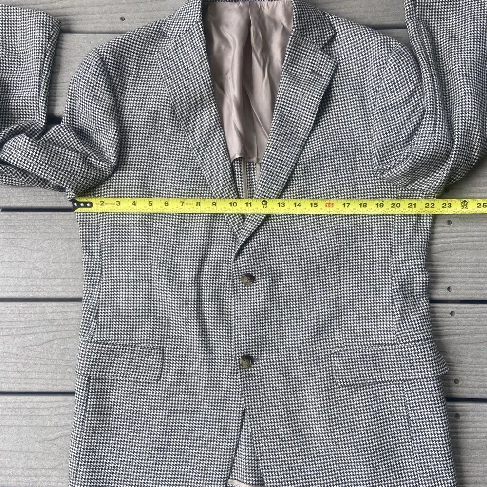 Hart Schaffner Marx Sport Wool Coat Blazer Jacket Houndstooth Mens 42 R Vintage
